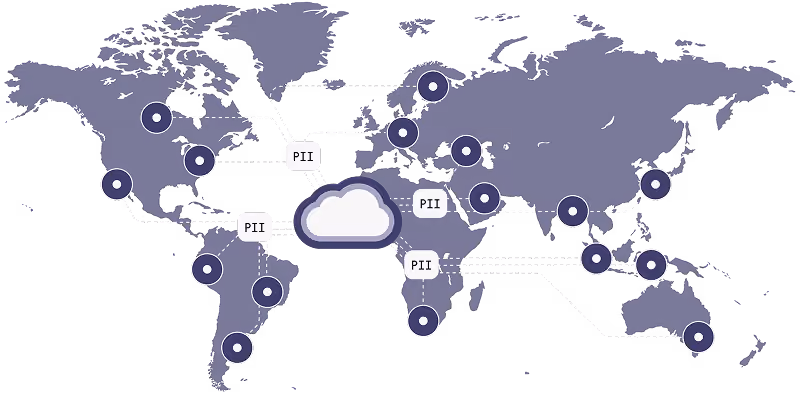 globe map with points