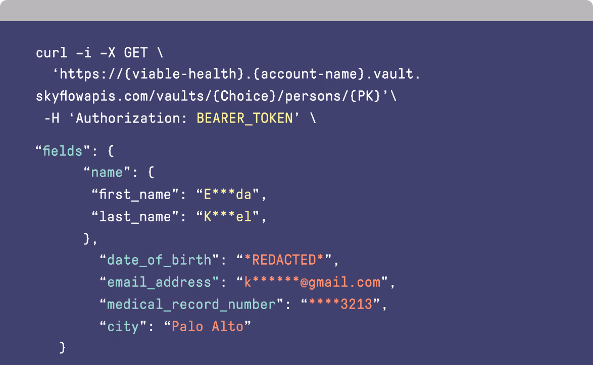 Skyflow API screenshot